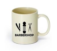 DEBINGY ceramica Tazze in ceramica per caffè, latte e tè Logo del barbiere, salone di bellezza, forbici （11oz/320ml） Regalo per uomo o donna Giallo chiaro