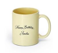 DEBINGY ceramica Tazze in gres per caffè, tè, Cartello di buon compleanno per festa di anniversario per bambini （11oz/320ml） per espresso Beige