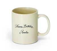 DEBINGY ceramica Tazze in gres per caffè, tè, Cartello di buon compleanno per festa di anniversario per bambini （11oz/320ml） per espresso Giallo chiaro