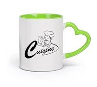 DEBINGY ceramica Tazze in gres per caffè, tè, Chef francese, cuoco, cucina gourmet, ristorante, cucina, chef, pentole （11oz/320ml） per ufficio, casa Verde