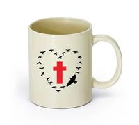 DEBINGY ceramica Tazze in gres per caffè, tè, Croce Uccelli Anima Religiosa Bellissimo Film Mobili （11oz/320ml） per tè, cioccolata calda Giallo chiaro