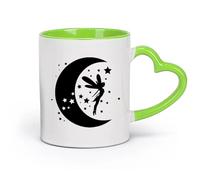 DEBINGY ceramica Tazze in gres per caffè, tè, Fata Ragazza Fata Con Luna E Stelle Bambini Dolci Sogni （11oz/320ml） per latte, tè, cola, acqua Verde