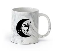 DEBINGY ceramica Tazze in gres per caffè, tè, Fata Ragazza Fata Con Luna E Stelle Bambini Dolci Sogni （11oz/320ml） per latte, tè, cola, acqua Nero marmo