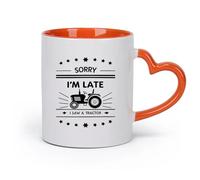 DEBINGY ceramica Tazze in gres per caffè, tè, manifesto con la scritta scusa il ritardo, ho visto un trattore （11oz/320ml） per casa o lavoro Arancione