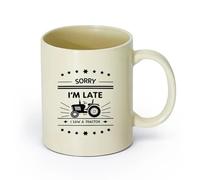 DEBINGY ceramica Tazze in gres per caffè, tè, manifesto con la scritta scusa il ritardo, ho visto un trattore （11oz/320ml） per casa o lavoro Giallo chiaro