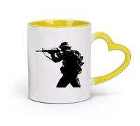 DEBINGY ceramica Tazze in gres per caffè, tè, Ragazzo soldato fantastico, arma da guerra militare （11oz/320ml） Tazza da caffè in ceramica per cappuccino, tè, latte, Giallo