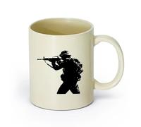 DEBINGY ceramica Tazze in gres per caffè, tè, Ragazzo soldato fantastico, arma da guerra militare （11oz/320ml） Tazza da caffè in ceramica per cappuccino, tè, latte, Giallo chiaro