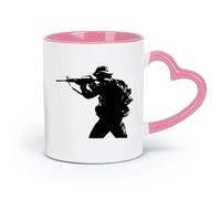 DEBINGY ceramica Tazze in gres per caffè, tè, Ragazzo soldato fantastico, arma da guerra militare （11oz/320ml） Tazza da caffè in ceramica per cappuccino, tè, latte, Rosa