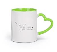 DEBINGY ceramica Tazze in gres per caffè, tè, Testo Ti amo più di tutte le stelle Parole monocromatiche per bambini （11oz/320ml） per casa o lavoro Verde