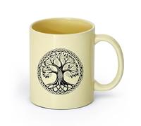 DEBINGY ceramica Tazze in gres per caffè, tè, un albero della vita celtico in un cerchio con un motivo a nodo （11oz/320ml） per espresso Beige