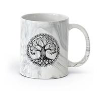 DEBINGY ceramica Tazze in gres per caffè, tè, un albero della vita celtico in un cerchio con un motivo a nodo （11oz/320ml） per espresso Nero marmo