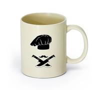 DEBINGY ceramica Tazze per casa e ufficio Cappello da cuoco Cucina Ristorante Barba Coltello Strumento Ristorante （11oz/320ml） per espresso Giallo chiaro