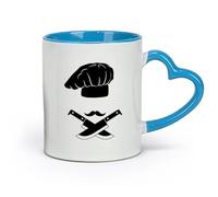 DEBINGY ceramica Tazze per casa e ufficio Cappello da cuoco Cucina Ristorante Barba Coltello Strumento Ristorante （11oz/320ml） per espresso Blu