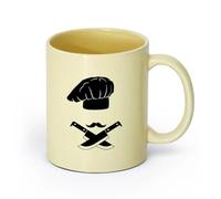 DEBINGY ceramica Tazze per casa e ufficio Cappello da cuoco Cucina Ristorante Barba Coltello Strumento Ristorante （11oz/320ml） per espresso Beige