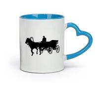 DEBINGY ceramica Tazze per casa e ufficio Carrozza dei pionieri, Vecchio West, Diligenza Western, Cowboy （11oz/320ml） Lavabile in lavastoviglie Blu