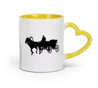 DEBINGY ceramica Tazze per casa e ufficio Carrozza dei pionieri, Vecchio West, Diligenza Western, Cowboy （11oz/320ml） Lavabile in lavastoviglie Giallo