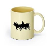 DEBINGY ceramica Tazze per casa e ufficio Carrozza dei pionieri, Vecchio West, Diligenza Western, Cowboy （11oz/320ml） Lavabile in lavastoviglie Beige