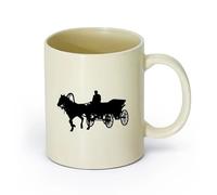 DEBINGY ceramica Tazze per casa e ufficio Carrozza dei pionieri, Vecchio West, Diligenza Western, Cowboy （11oz/320ml） Lavabile in lavastoviglie Giallo chiaro