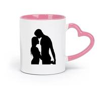 DEBINGY ceramica Tazze per casa e ufficio Coppia Abbraccio Coppia Silhouette Amore Donna Uomo （11oz/320ml） Perfetto per cucine, ristoranti e bar, ottima idea regalo Rosa