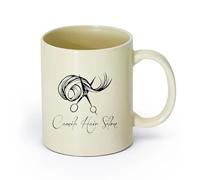 DEBINGY ceramica Tazze per casa e ufficio Salone di parrucchiere, barbiere, forbici, sala acconciature （11oz/320ml） Un bel regalo di Natale Giallo chiaro