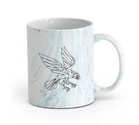 DEBINGY ceramica Tazze per casa e ufficio Stanza dei giochi con animali dell'aquila geometrica （11oz/320ml） per bevande calde, latte macchiato, cappuccino Blu marmo