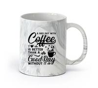 DEBINGY ceramica Tazze per casa e ufficio una brutta giornata con il caffè è meglio di una bella giornata senza （11oz/320ml） per casa o lavoro Nero marmo