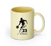 DEBINGY ceramica Tazze per cioccolata calda Concorso di schiacciate tra giocatori di basket, atletica leggera （11oz/320ml） per casa e ufficio Beige