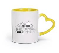 DEBINGY ceramica Tazze per cioccolata calda Il modello di educazione scientifica della scuola di informatica （11oz/320ml） per ufficio, casa Giallo