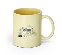 DEBINGY ceramica Tazze per cioccolata calda Il modello di educazione scientifica della scuola di informatica （11oz/320ml） per ufficio, casa Beige