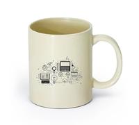 DEBINGY ceramica Tazze per cioccolata calda Il modello di educazione scientifica della scuola di informatica （11oz/320ml） per ufficio, casa Giallo chiaro