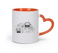DEBINGY ceramica Tazze per cioccolata calda Il modello di educazione scientifica della scuola di informatica （11oz/320ml） per ufficio, casa Arancione