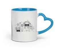 DEBINGY ceramica Tazze per cioccolata calda Il modello di educazione scientifica della scuola di informatica （11oz/320ml） per ufficio, casa Blu