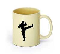 DEBINGY ceramica Tazze per cioccolata calda silhouette tae kwon do o karate calcio solo corpo intero （11oz/320ml） per espresso, set da tè Beige