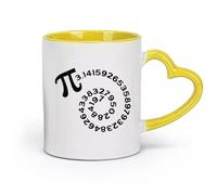 DEBINGY ceramica Tazze resistenti 3.1415 pi greco spirale numero irrazionale matematica banner matematica in difficoltà （11oz/320ml） per casa o lavoro Giallo