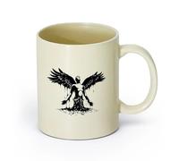 DEBINGY ceramica Tazze resistenti Angelo con le ali, nato uomo, grandi ali, angelo dio, uccello custode, dormitorio per bambini （11oz/320ml） per ufficio, casa Giallo chiaro