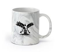DEBINGY ceramica Tazze resistenti Angelo con le ali, nato uomo, grandi ali, angelo dio, uccello custode, dormitorio per bambini （11oz/320ml） per ufficio, casa Nero marmo