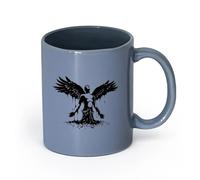 DEBINGY ceramica Tazze resistenti Angelo con le ali, nato uomo, grandi ali, angelo dio, uccello custode, dormitorio per bambini （11oz/320ml） per ufficio, casa Blu grigio