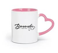 DEBINGY ceramica Tazze resistenti Benvenuto nel nostro cartello di benvenuto in spagnolo Bienvenidos A Nuestra Casa （11oz/320ml） Bar o regalo Rosa