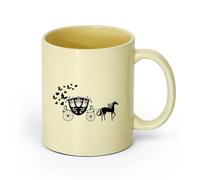 DEBINGY ceramica Tazze resistenti Carrozza della principessa C'era una volta una bellissima carrozza della principessa （11oz/320ml） Ristorante, ufficio Beige