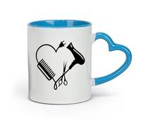 DEBINGY ceramica Tazze resistenti Logo del barbiere, parrucchiere, parrucchiere, strumenti per capelli, forbici, salone di bellezza （11oz/320ml） Bar o regalo Blu