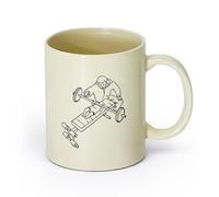 DEBINGY ceramica Tazze resistenti Padre e figlio divertenti che fanno sollevamento pesi in un centro fitness fantastico （11oz/320ml） per uomo e donna Giallo chiaro