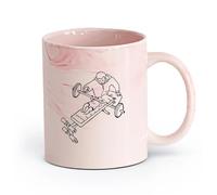 DEBINGY ceramica Tazze resistenti Padre e figlio divertenti che fanno sollevamento pesi in un centro fitness fantastico （11oz/320ml） per uomo e donna Rosa marmo