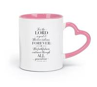DEBINGY ceramica Tazze resistenti Perché il Signore è buono e la sua benignità dura in eterno. Salmo 100:5 （11oz/320ml） Uso in bar o ristorante Rosa