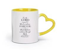 DEBINGY ceramica Tazze resistenti Perché il Signore è buono e la sua benignità dura in eterno. Salmo 100:5 （11oz/320ml） Uso in bar o ristorante Giallo