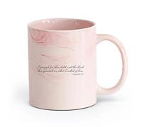 DEBINGY ceramica Tazze resistenti Prego per questo bambino, Dio esaudisca i miei desideri. Versetti della Bibbia Cristiani. （11oz/320ml） Ristorante, ufficio Rosa marmo