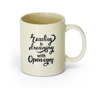 DEBINGY ceramica Tazze resistenti Sala di lettura Biblioteca Citazione La leadership è sognare ad occhi aperti Libreria （11oz/320ml） per casa e ufficio Giallo chiaro