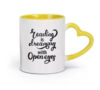DEBINGY ceramica Tazze resistenti Sala di lettura Biblioteca Citazione La leadership è sognare ad occhi aperti Libreria （11oz/320ml） per casa e ufficio Giallo