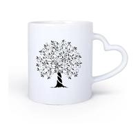 DEBINGY Manico in ceramica a forma di cuore Bicchieri in ceramica per la casa L'essenza dell'albero della vita 11oz/320ml per caffè, zuppa, tè, latte, latte macchiato, cioccolata calda, donna, uomo