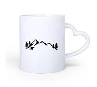 DEBINGY Manico in ceramica a forma di cuore Bicchieri in ceramica per la casa Montagne modello Bosco Bambini Montagne Orso 11oz/320ml Tazza da caffè in ceramica per cappuccino, tè, latte,