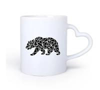 DEBINGY Manico in ceramica a forma di cuore Bicchieri in ceramica per la casa Orso Bosco Geometrico Animale Stile Country 11oz/320ml Perfetto per cucine, ristoranti e bar, ottima idea regalo